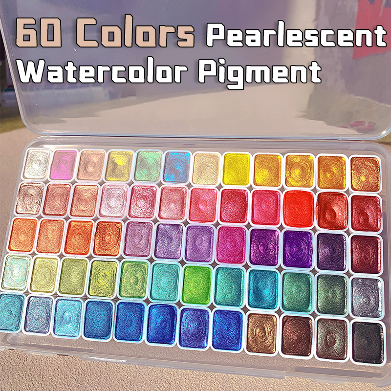 Watercolor Paint Set Solid Pigment - 20/24/60/72 색상 진주 수채화 물감, 메탈릭,