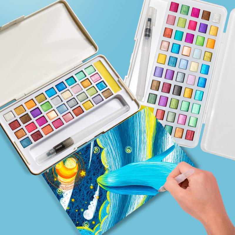Watercolor Paint Set Solid Pigment - 고체 수채화 물감 세트 글리터 수채화
