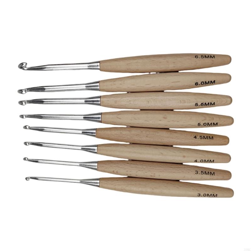 Wooden Crochet Hooks Ergonomic Handle - 초보자를위한 8Pcs 인체 공학적 크로 셰
