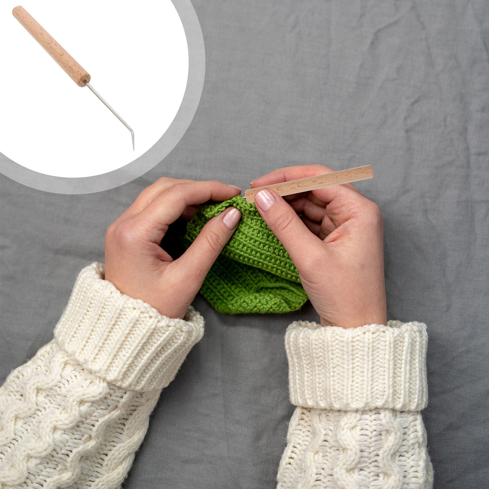 Wooden Crochet Hooks Ergonomic Handle - 1개입 고급 나무 소재 코바늘 세트,