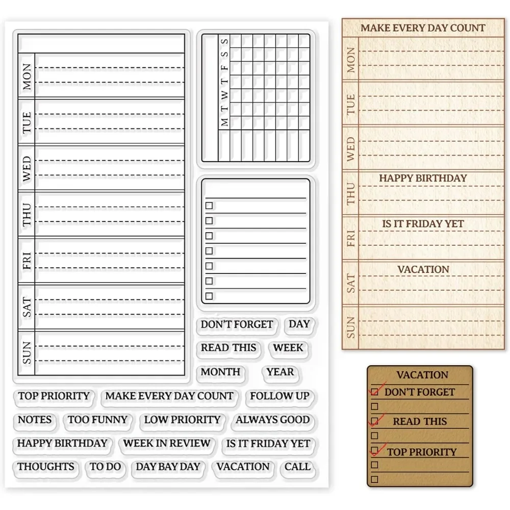 Clear Silicone Stamps For Card Making - 주간 계획 클리어 스탬프 달력 일정