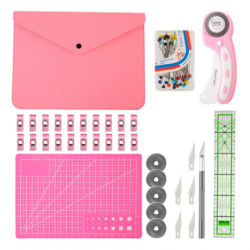 Rotary Cutter For Fabric 45Mm - 로터리 커터 세트, 핑크 퀼팅 키트
