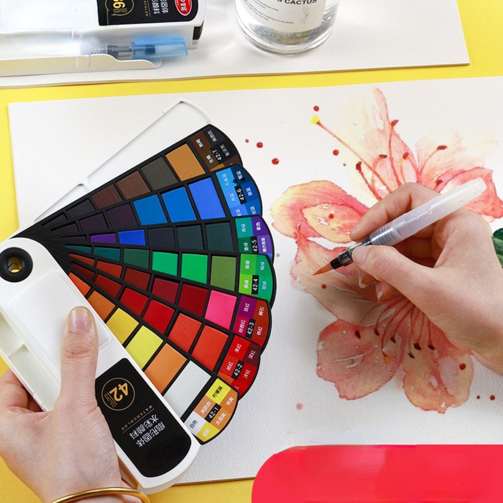 Watercolor Paint Set Solid Pigment - 접이식 수채화 물감 세트 (워터 브러쉬