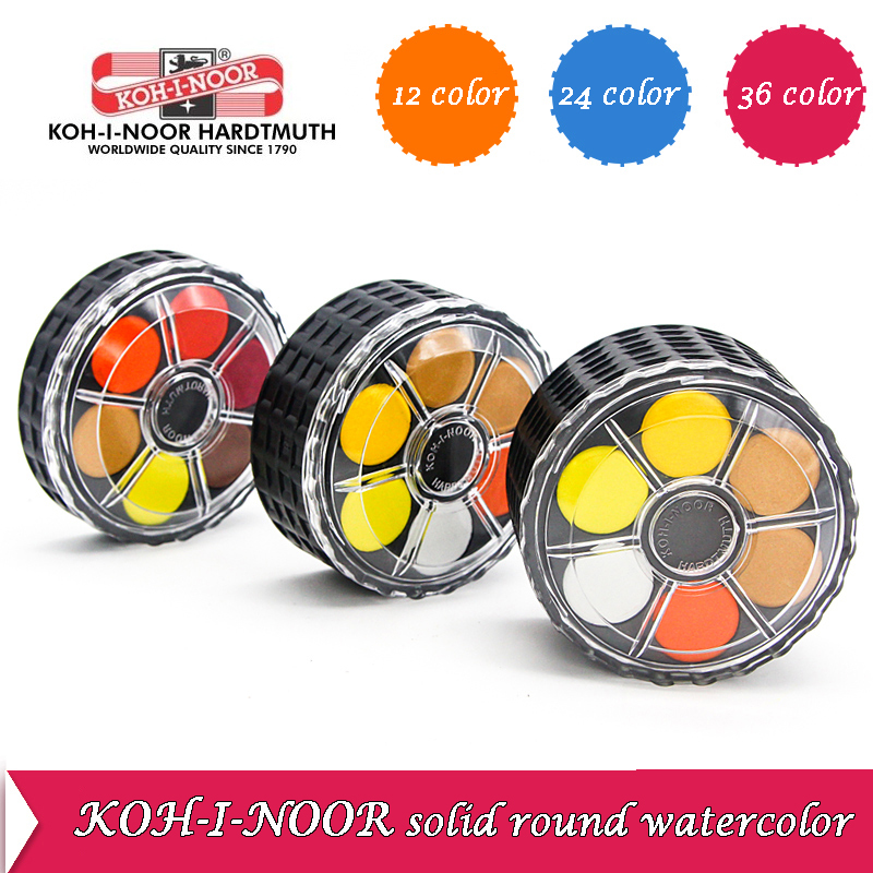 Watercolor Paint Set Solid Pigment - KOH-I-NOOR 솔리드 수채화 안료 휴대용 휠