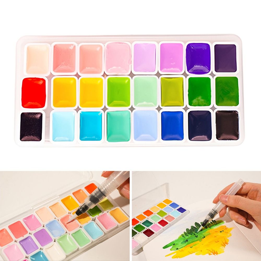 24색 수채화 물감 세트 각 색상 1ml 플라스틱 아쿠 - Watercolor Paint Set Solid Pigment 리뷰 및 가격