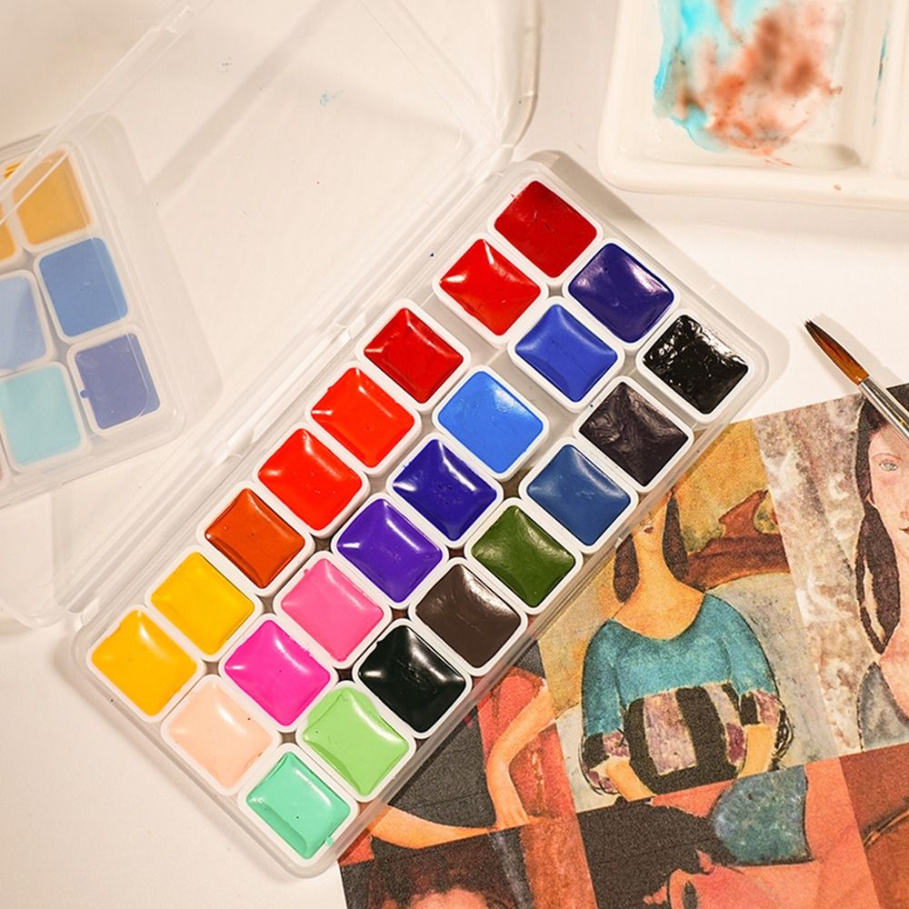 24색 수채화 물감 세트 각 색상 1ml 플라스틱 아쿠 - Watercolor Paint Set Solid Pigment 리뷰 및 가격