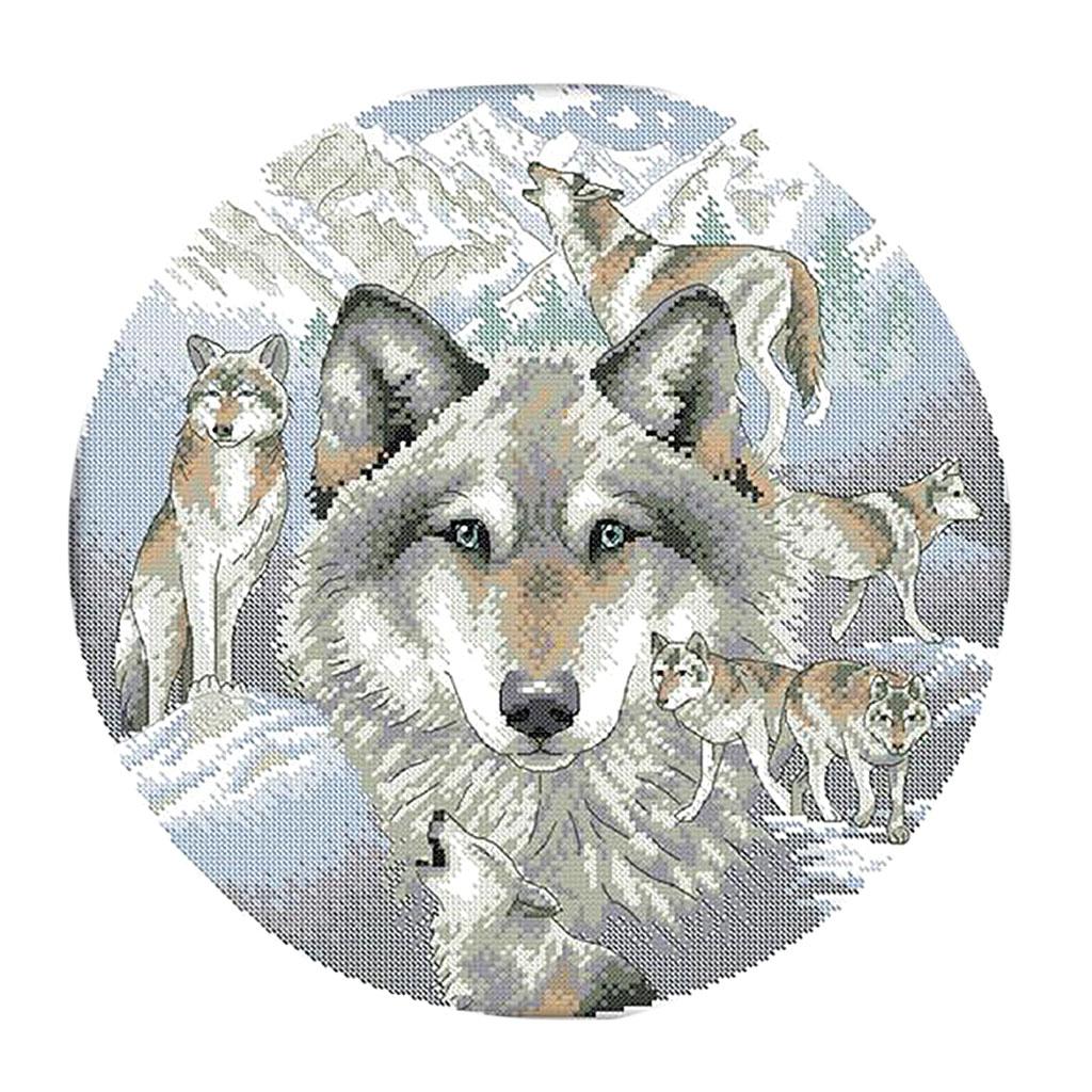 스탬프 자수 키트 면 울프 패턴 프리프린트 자수 세트  - Cross Stitch Stamped Kits Beginners 리뷰 및 가격