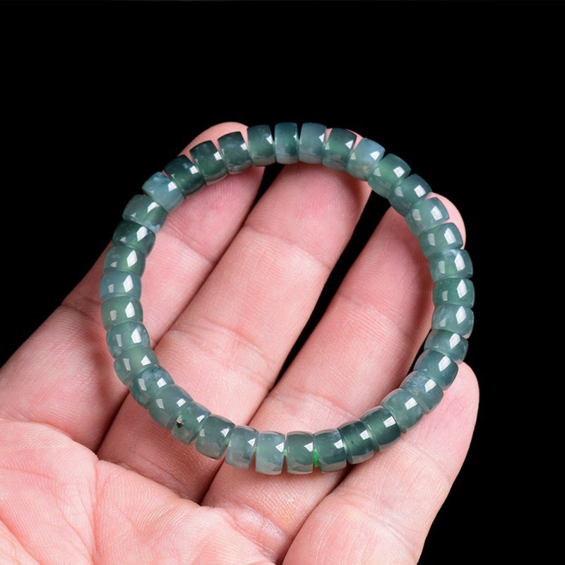 천연 A급 비취 블루 워터 올드 스타일 배럴, 아이스  - Beading 리뷰 및 가격