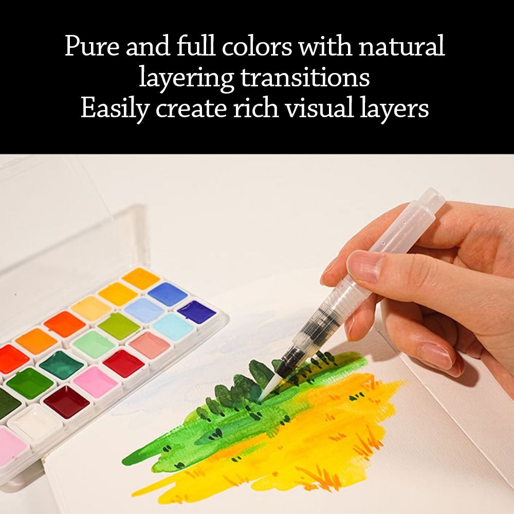 24색 수채화 물감 세트 플라스틱 1ml 각 색상 아쿠 - Watercolor Paint Set Solid Pigment 리뷰 및 가격