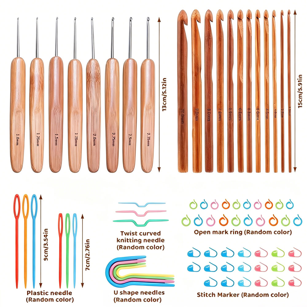 74개 대나무 코바늘 세트, 휴대용 보관 가방이 포함된 - Craft Tools 리뷰 및 가격