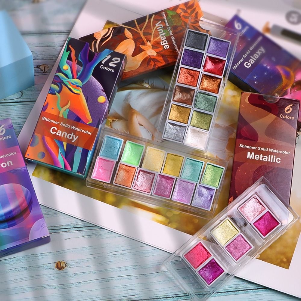 휴대용 단색 수채화 물감 세트 6/12 색상 플라스틱  - Watercolor Paint Set Solid Pigment 리뷰 및 가격