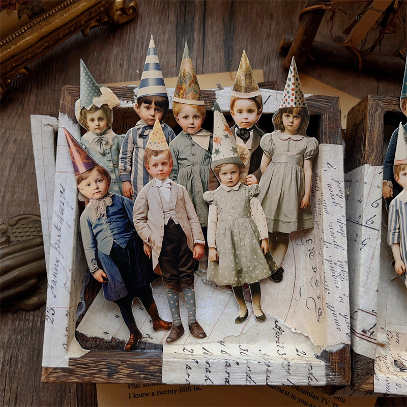 15개 빈티지 광대 파티 어린이 종이 인형 카드지 재료 - Vintage Junk Journal Scrapbooking Paper 리뷰 및 가격