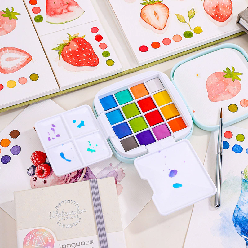 LANGUO 16색 수채화 물감 세트 여행용 휴대용 박 - Watercolor Paint Set Solid Pigment 리뷰 및 가격