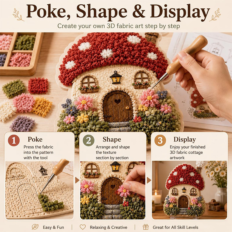 3D 버섯집 포케 아트 DIY 키트 패브릭 펀치 니들  - Craft Tools 리뷰 및 가격