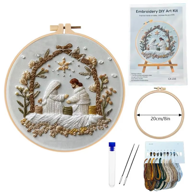 예수 탄생 크리스마스 자수 키트 (영어 설명서 포함)  - Cotton Embroidery Thread Skeins 리뷰 및 가격