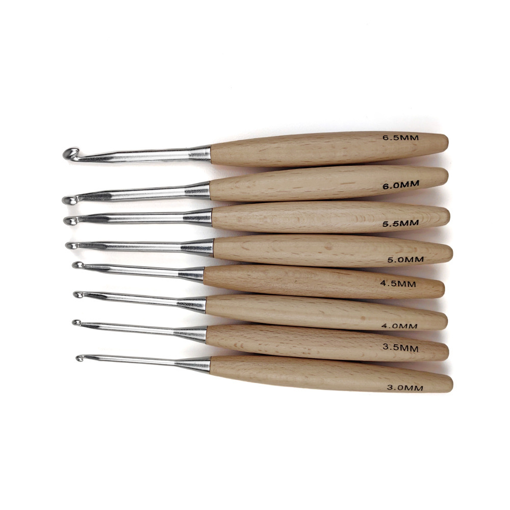 8Pcs 나무 크로 셰 뜨개질 후크 16.5cm 3.0 - Wooden Crochet Hooks Ergonomic Handle 리뷰 및 가격