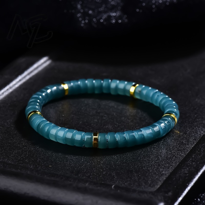 천연 비취 블루 워터 주판 비즈 스페이서 팔찌 고급 품 - Beading 리뷰 및 가격