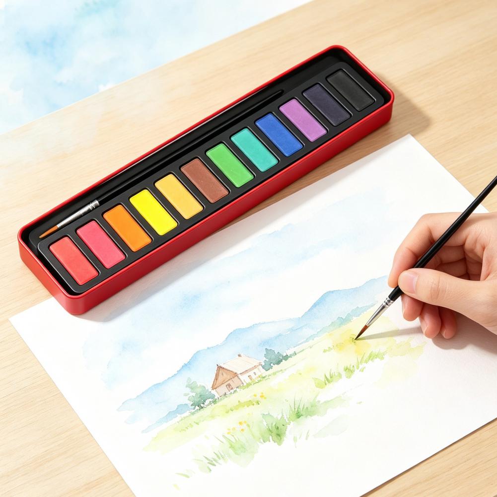 휴대용 수채화 물감 세트 고체 구아슈 안료 세척 가능한 - Watercolor Paint Set Solid Pigment 리뷰 및 가격