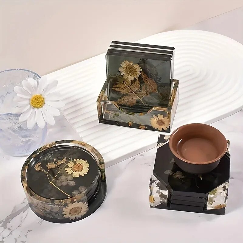 코스터 수지 금형 세트에는 1pc 코스터 보관 상자 금 - Silicone Epoxy Resin Molds Set 리뷰 및 가격