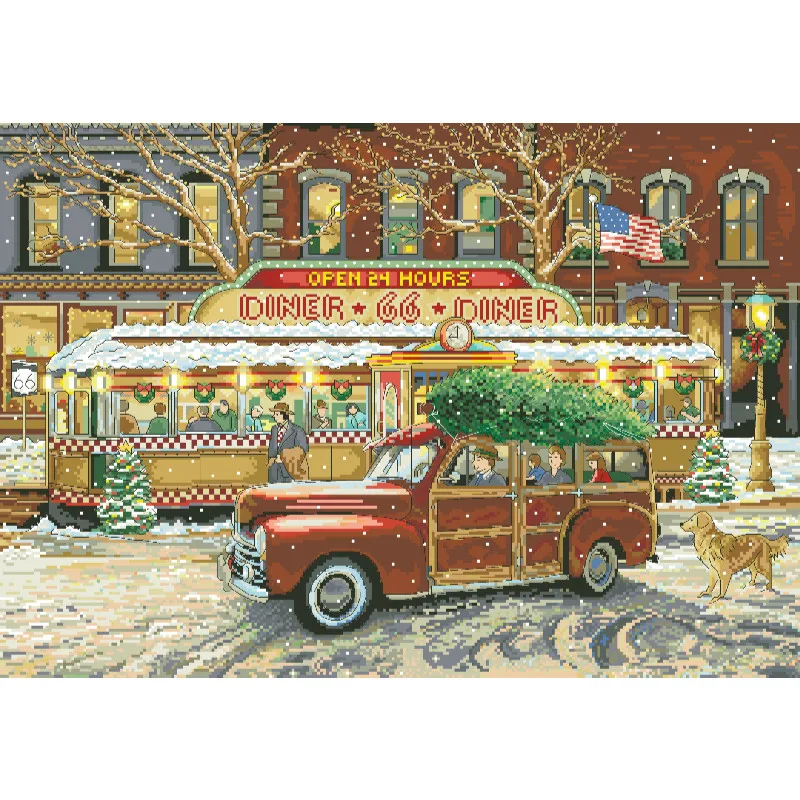 [[CC5130-66 루트 크리스마스 레스토랑] 초보자 - Cross Stitch Stamped Kits Beginners 리뷰 및 가격