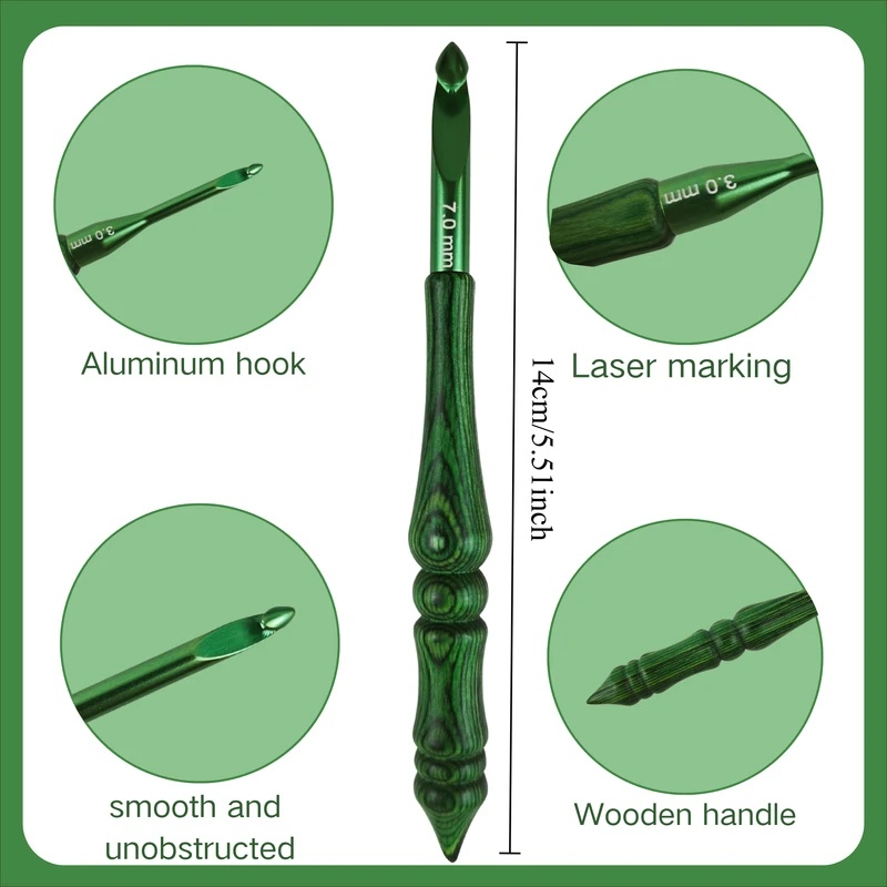 8개 세트, 3.0~7.0mm 크로셰 바늘, 녹색 인체 - Wooden Crochet Hooks Ergonomic Handle 리뷰 및 가격