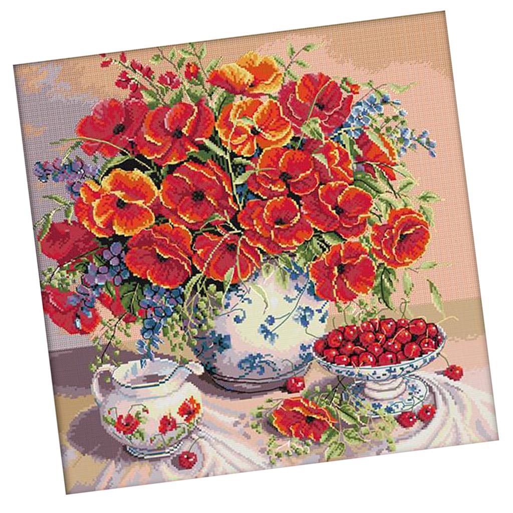 인쇄된 꽃무늬가 있는 스탬프 자수 키트, 면 자수 키트 - Cross Stitch Stamped Kits Beginners 리뷰 및 가격